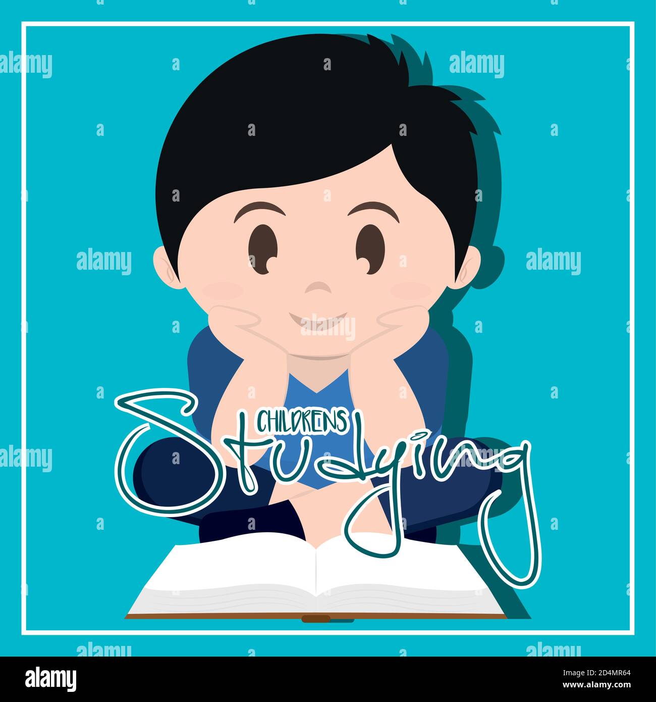 Study Sticker Cartoon Boy Isolated boy read childrens studying school sticker - Vector Stock ...