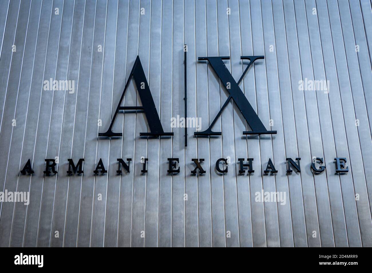 USA. 09th Oct, 2020. Armani Exchange logo over flag store in Manhattan.  (Photo by Erik McGregor/Sipa USA) Credit: Sipa USA/Alamy Live News Stock  Photo - Alamy