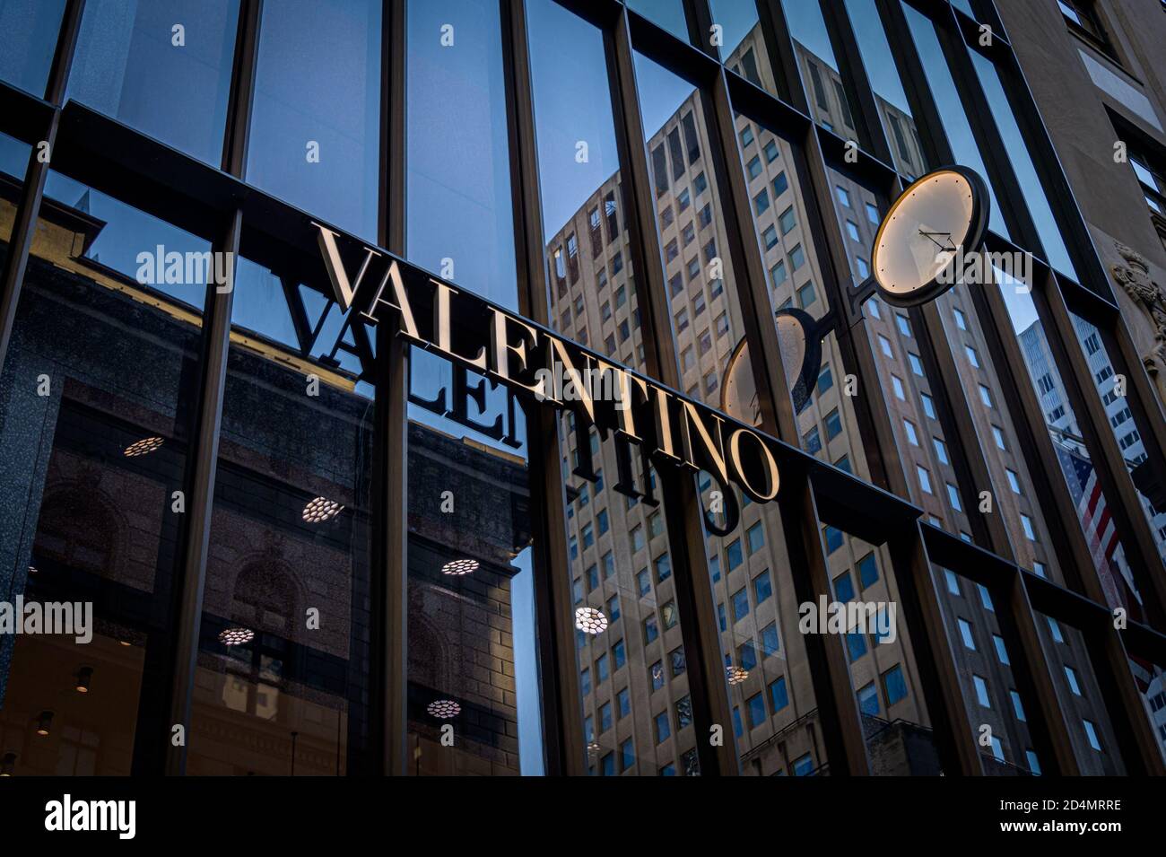 USA. 09th Oct, 2020. Valentino logo over flag store in Manhattan. (Photo by  Erik McGregor/Sipa USA) Credit: Sipa USA/Alamy Live News Stock Photo - Alamy