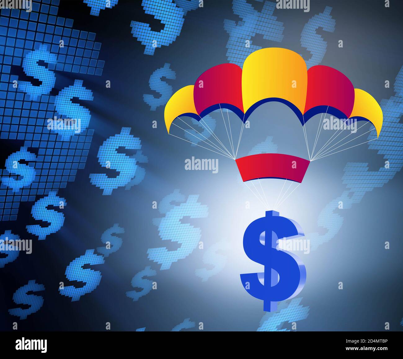 The Concept With Dollar In Golden Parachute Illustration Stock Photo