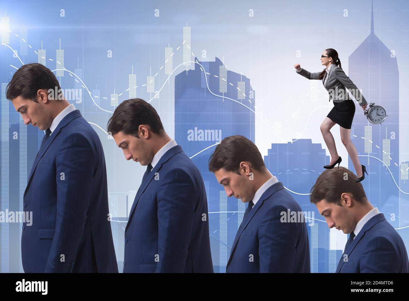 The business people climbing career ladder in business concept Stock ...