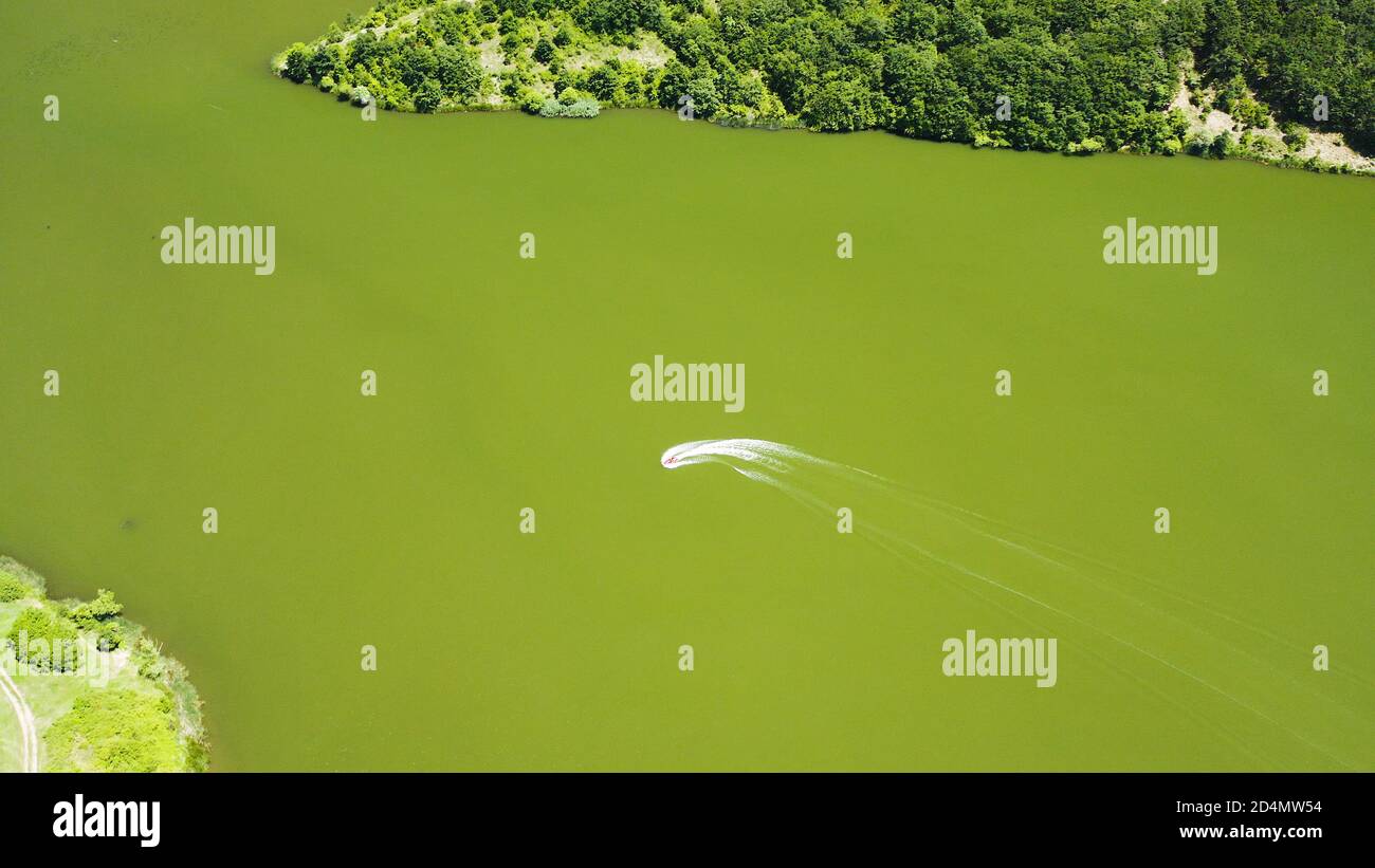Aerial shot of a beautiful river in a green landscape Stock Photo - Alamy