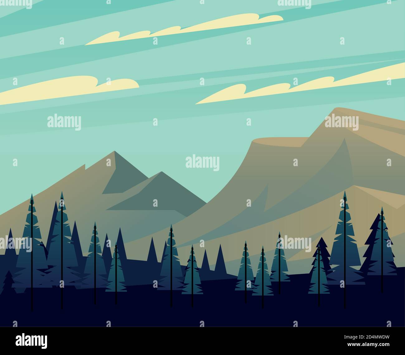 Landscape of mountains and pine trees design, nature and outdoor theme ...