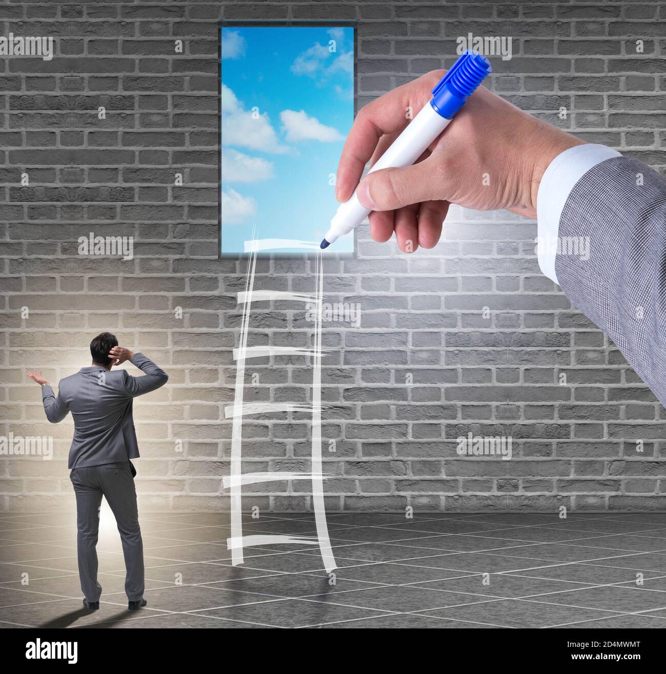 The businessman climbing career ladder in business concept Stock Photo ...
