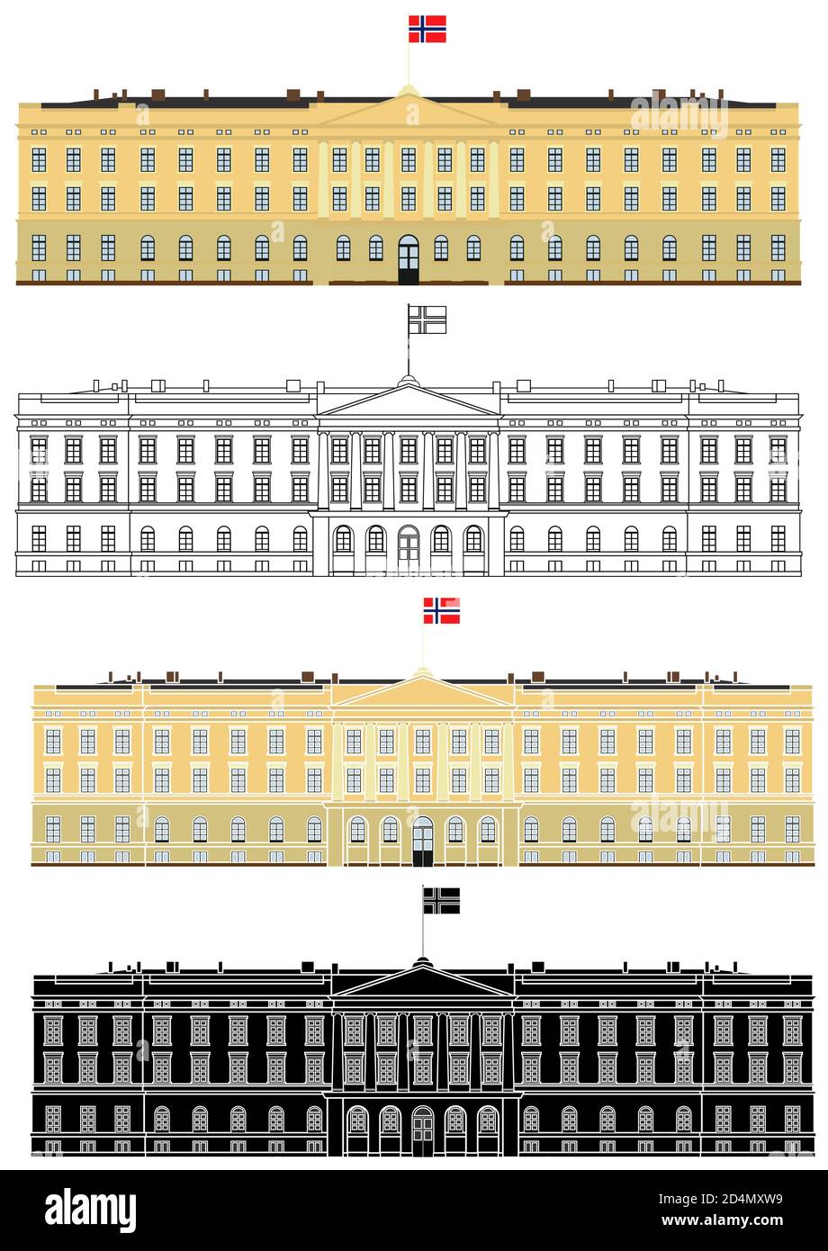 Royal Palace in Oslo, Norway Stock Vector