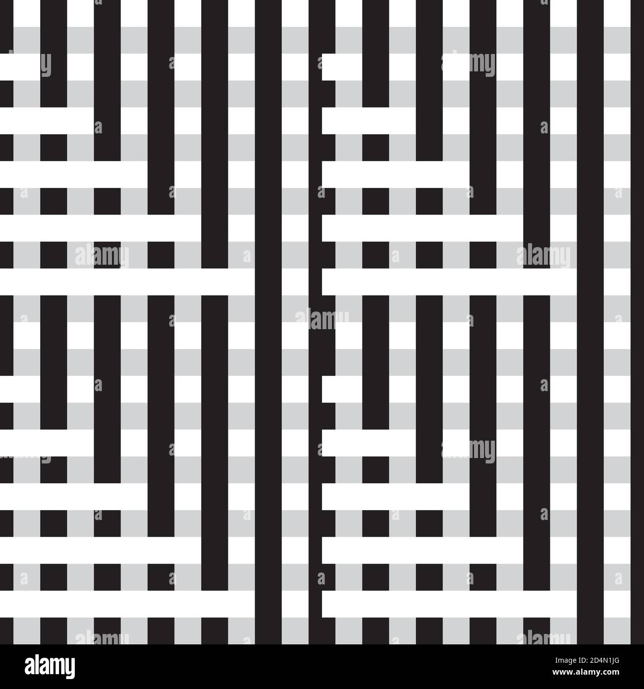 Pattern with interlacing black and white stripes Stock Vector