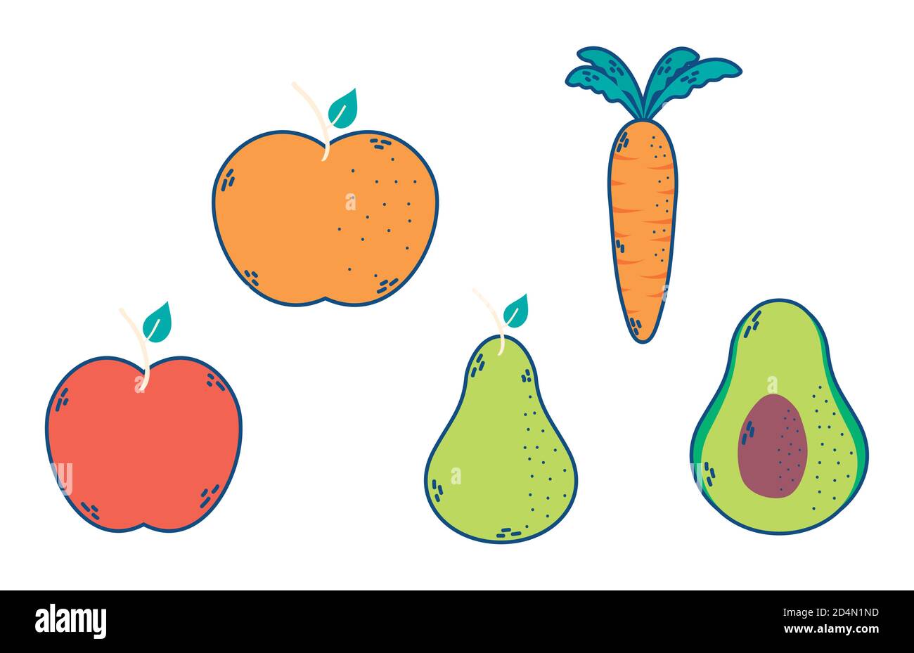 set of fruits and vegetables healthy food vector illustration design ...