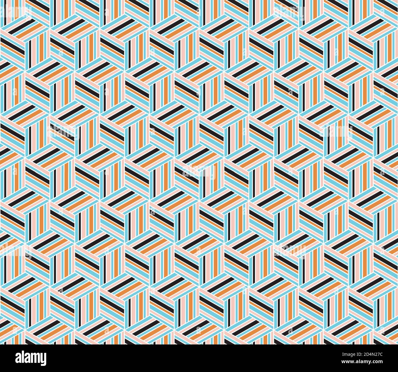 Seamless pattern with colored bands(cube) Stock Vector