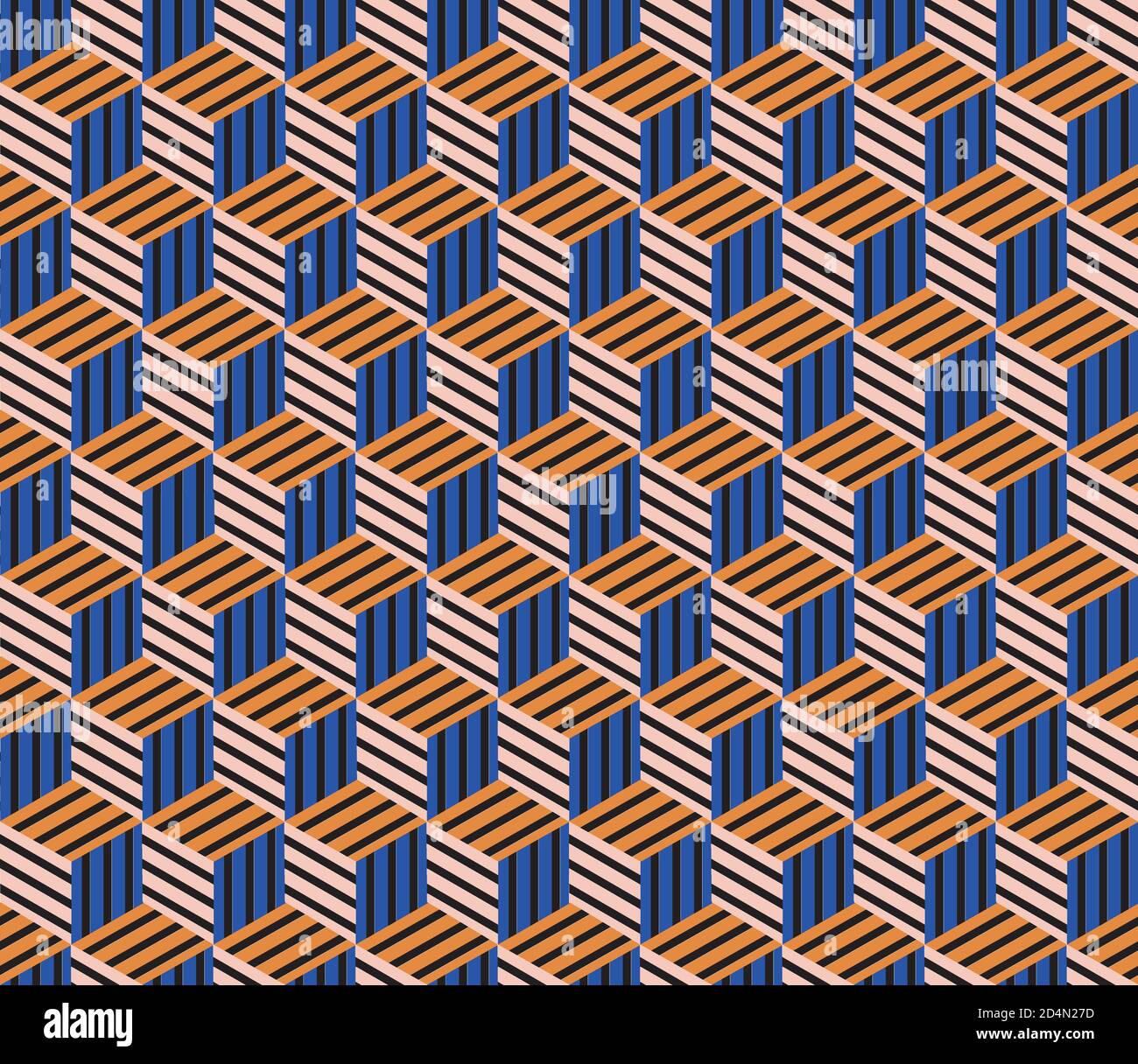 Seamless pattern with colored bands(cube) Stock Vector