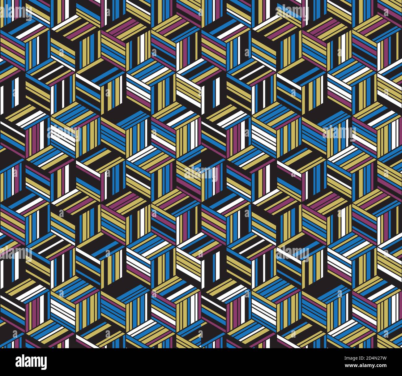 Seamless pattern with colored bands(cube) Stock Vector
