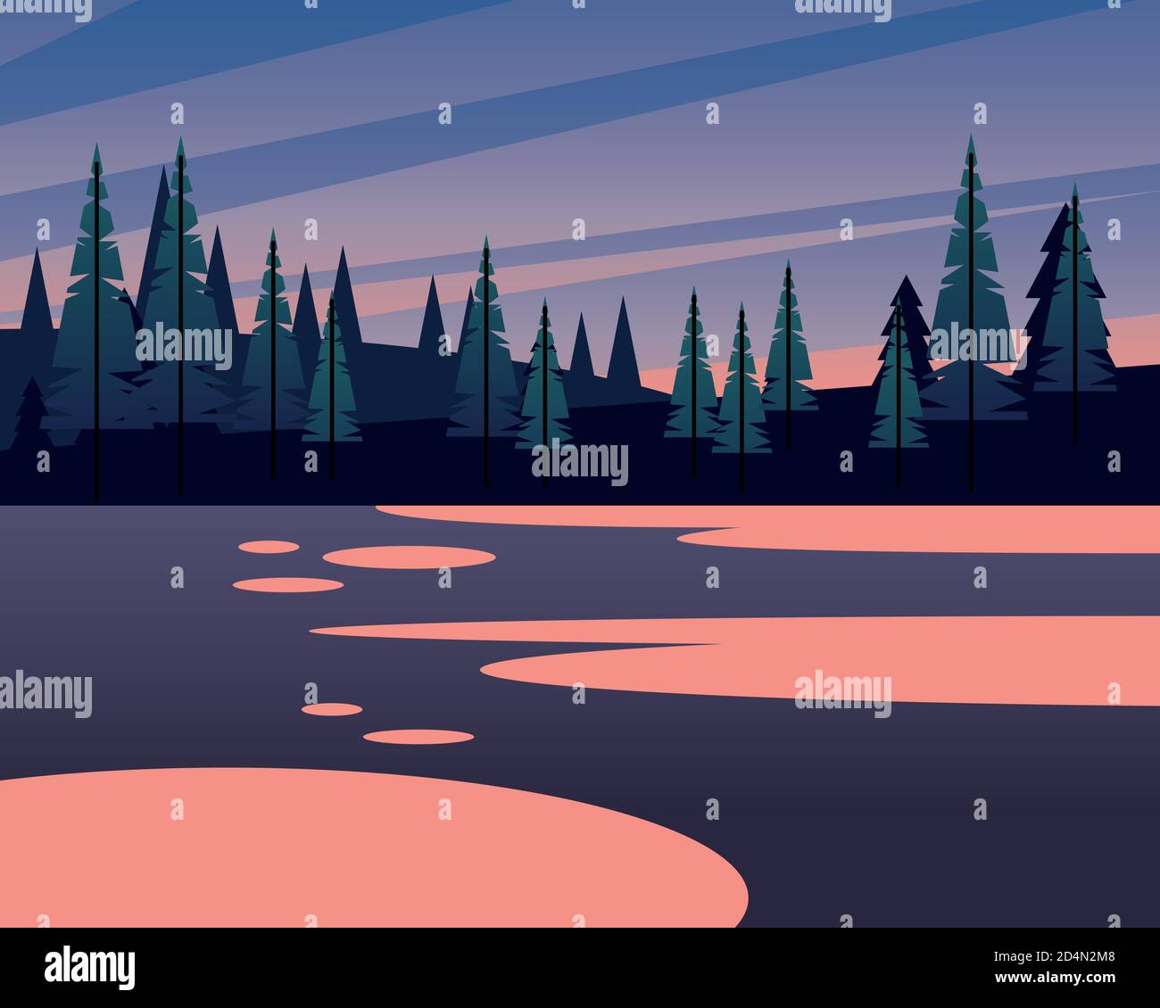 Landscape of pine trees on mountains design, nature and outdoor theme ...