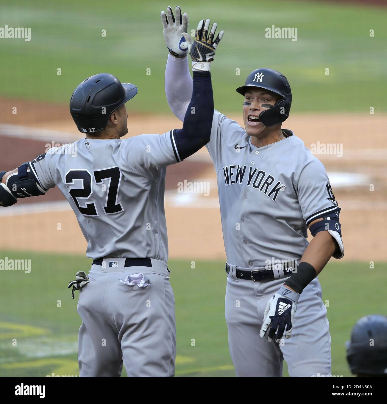 Giancarlo Stanton, Aaron Judge of New York Yankees side by side at