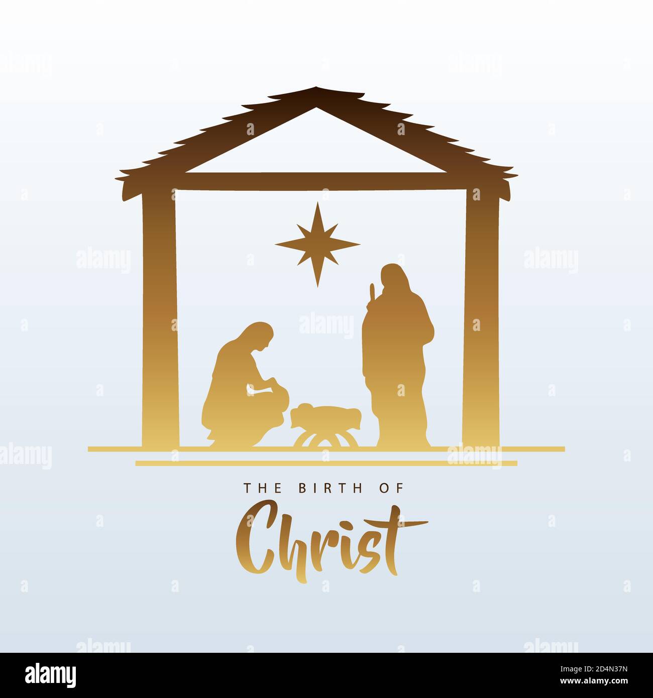 happy merry christmas manger scene with holy family in stable