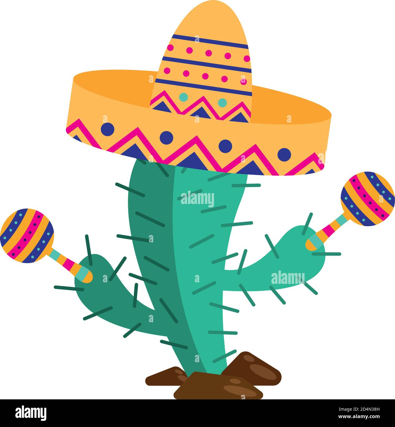 Mexican cactus with hat and maracas design, Mexico culture theme Vector ...