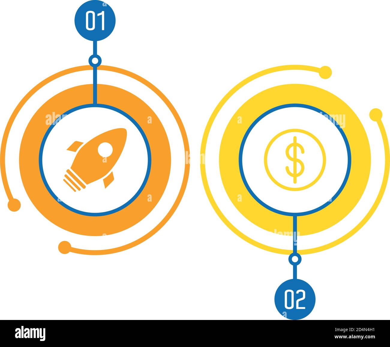 rocket and coin infographics statistics flat style icon vector ...