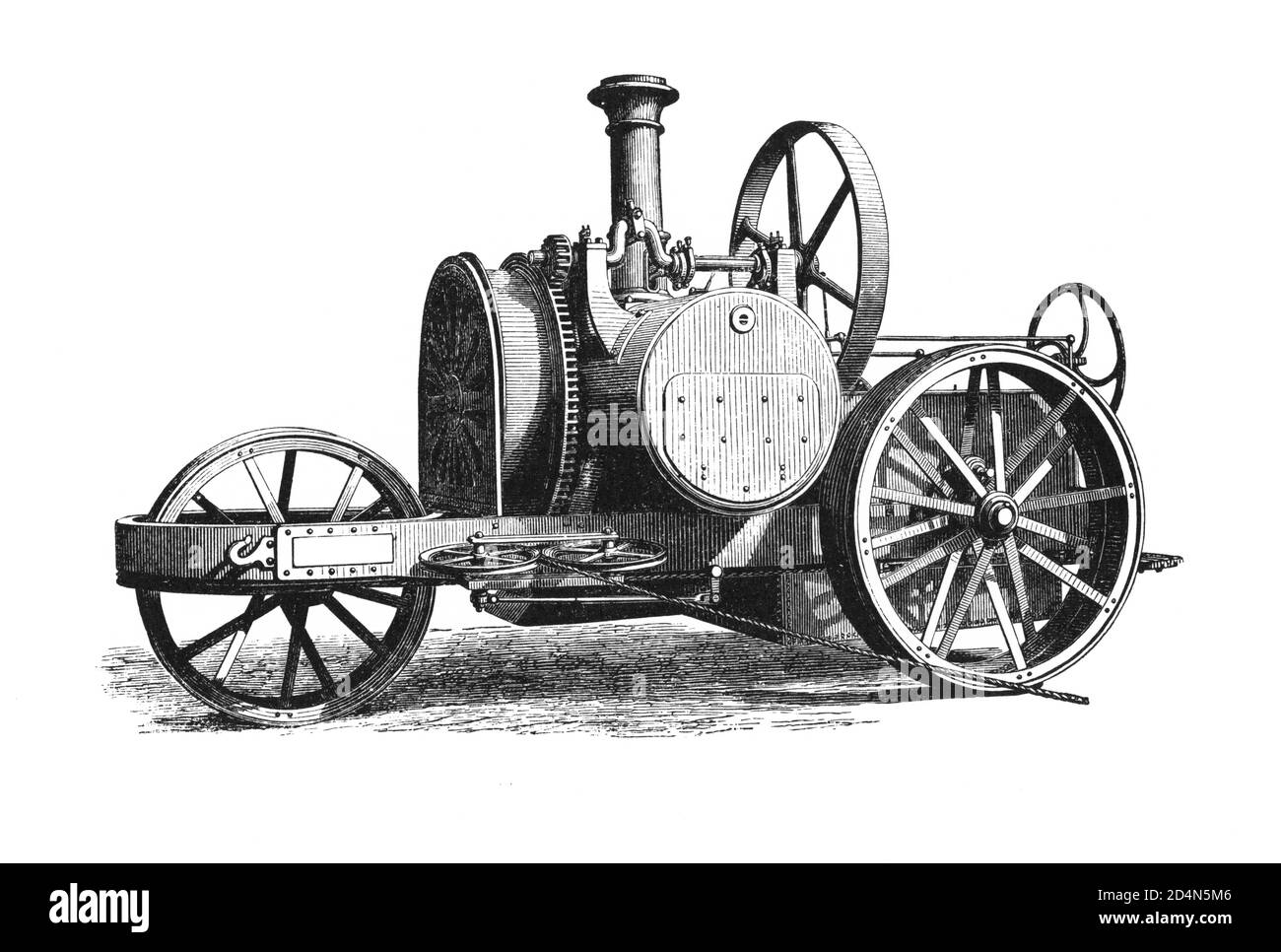 Antique Agricultural Farming Equipment - Vintage Farmers Tools and Machines from 19th century Original Art Antique Illustration Black and White Stock Photo