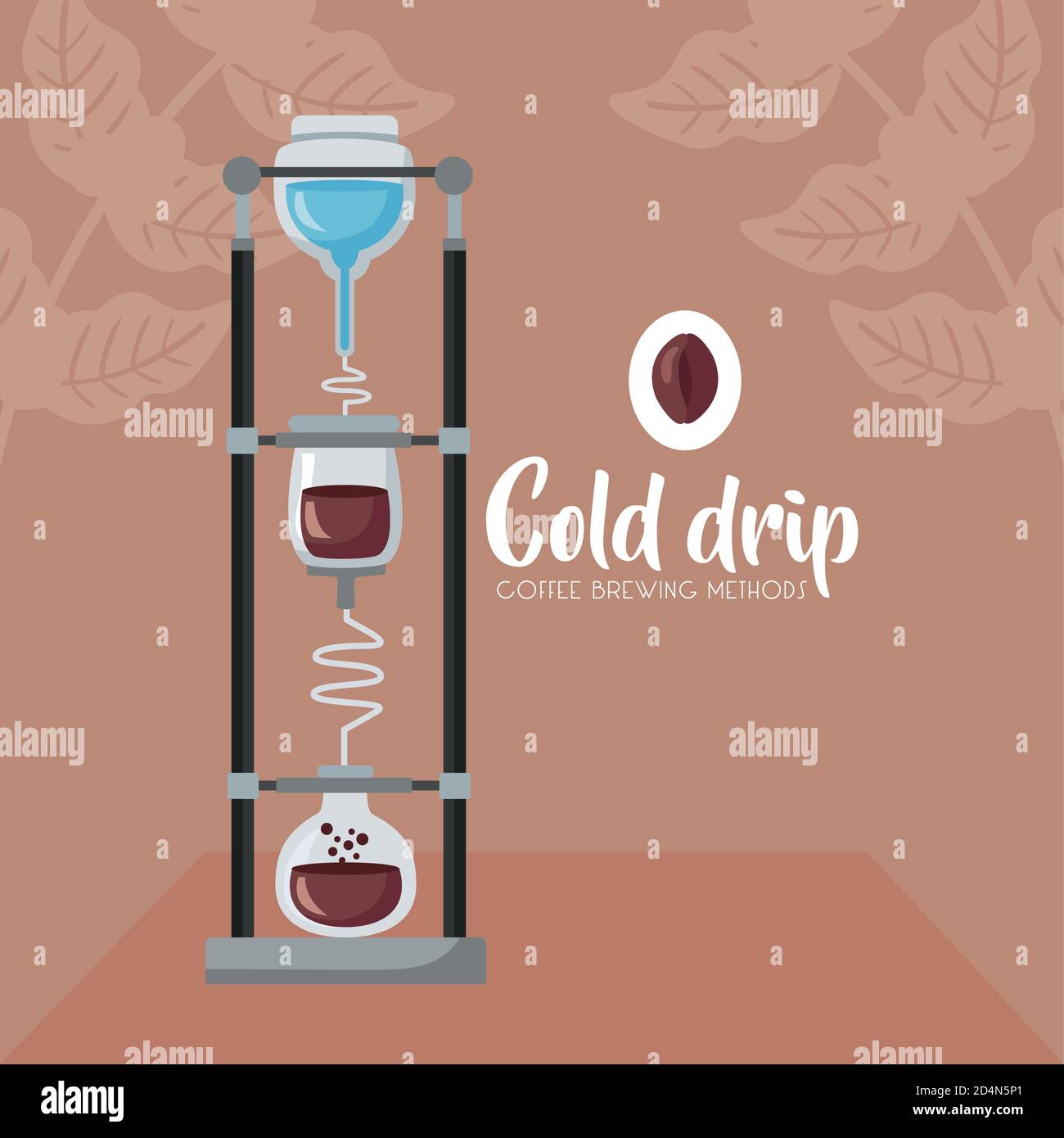 coffee brewing methods poster with cold drip maker vector illustration