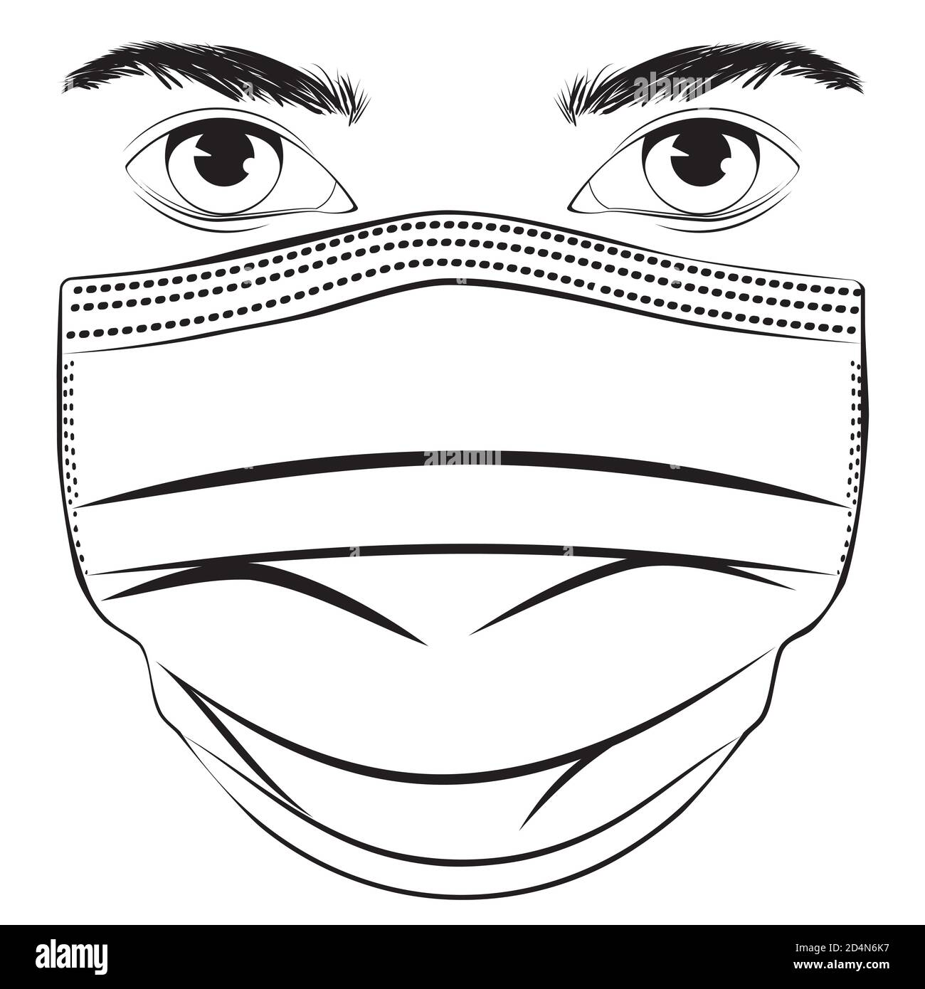 Abstract male eyes with disposable face mask illustration design Stock