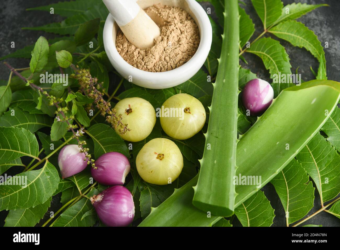 Ayurvedic Oil or Herbal Hair Oil with Herbs tulsi, curry leaves, oil