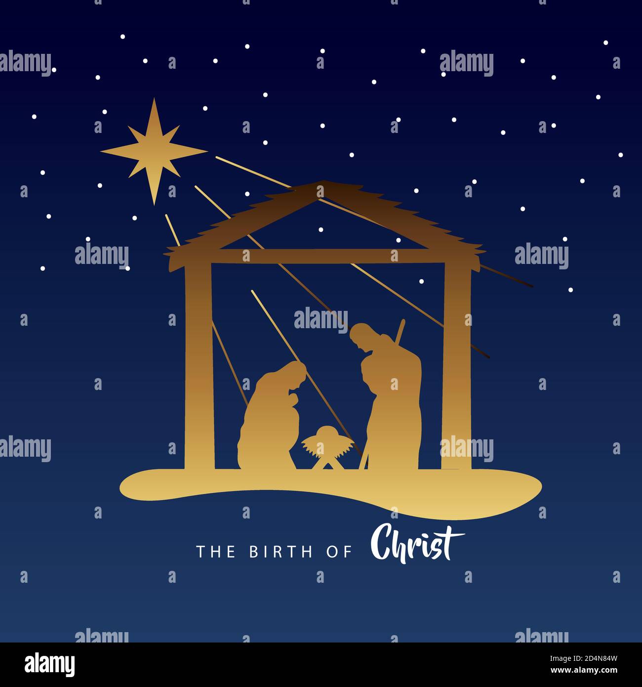 happy merry christmas manger scene with holy family in stable