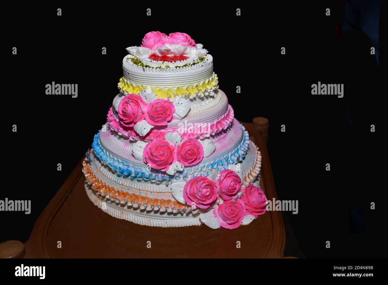 Birthday cake with flowers Stock Photo