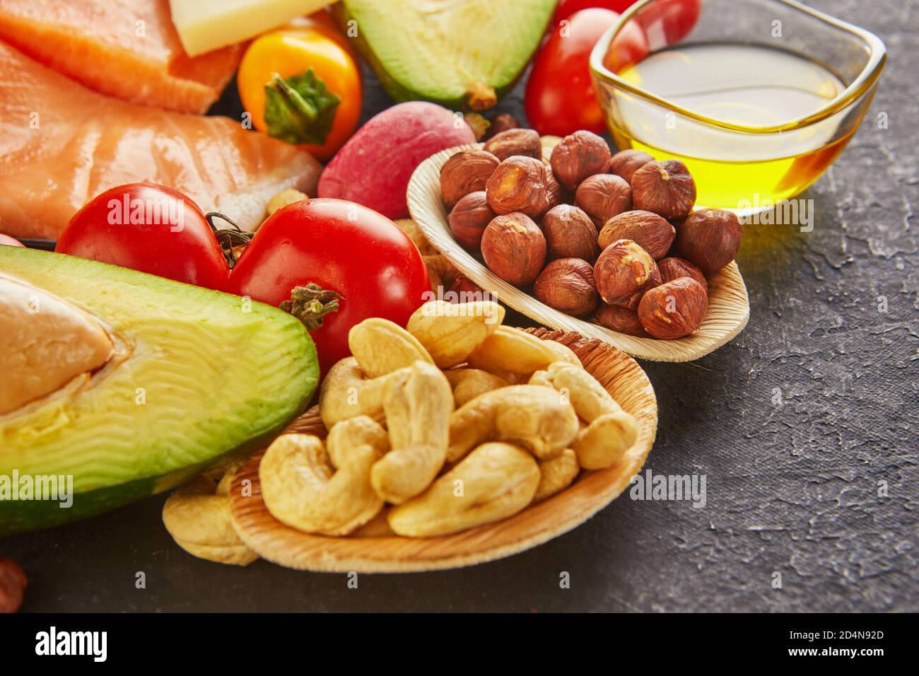 Ketogenic diet concept. Low carb keto diet food set. Green vegetables