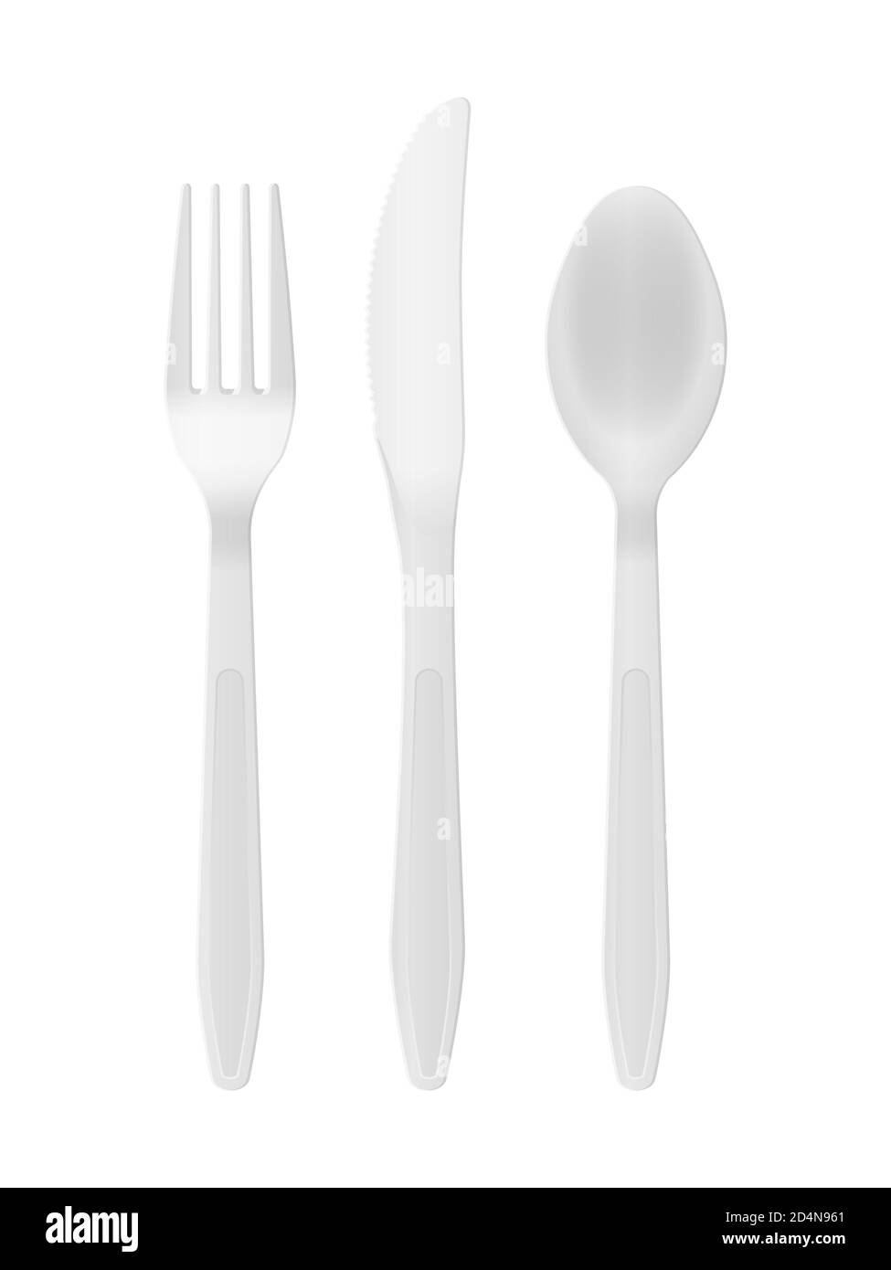Plastic cutlery on a white background. Vector illustration Stock Photo