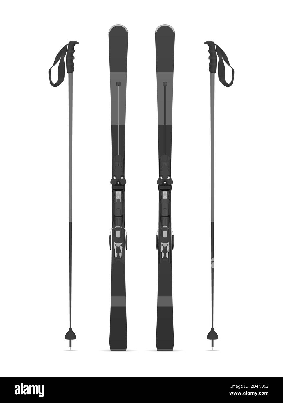 Ski Rails Vector Mountain skis and poles on a white background. Vector illustration ...