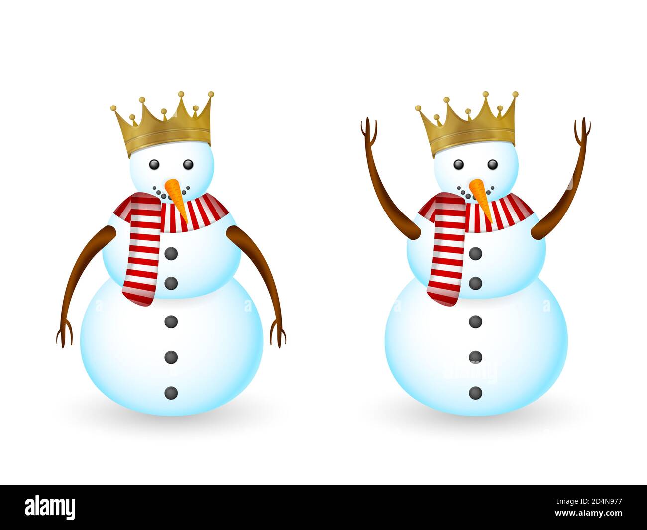 Snowman set on a white background. Vector illustration Stock Photo - Alamy