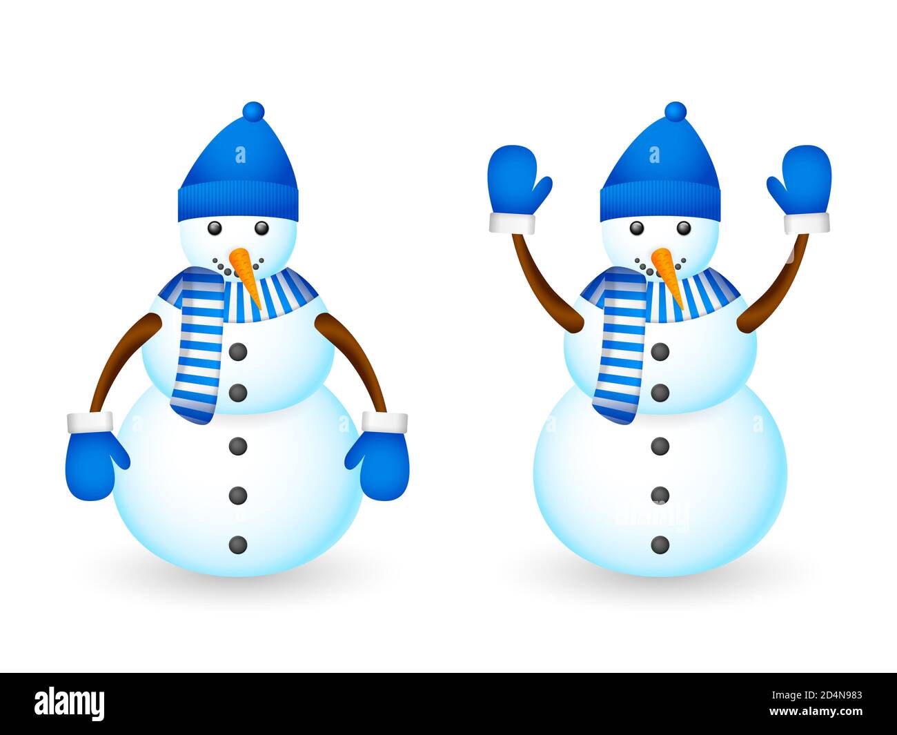 Snowman set on a white background. Vector illustration Stock Photo - Alamy