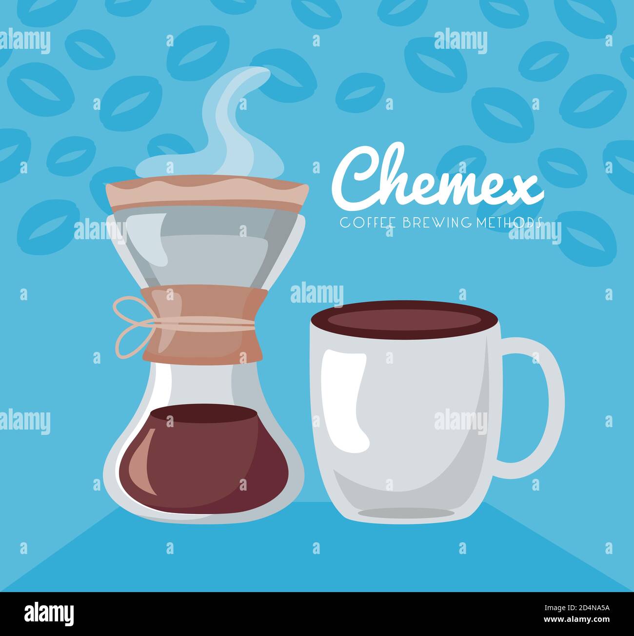 coffee brewing methods poster with cup and chemex maker vector illustration design Stock Vector