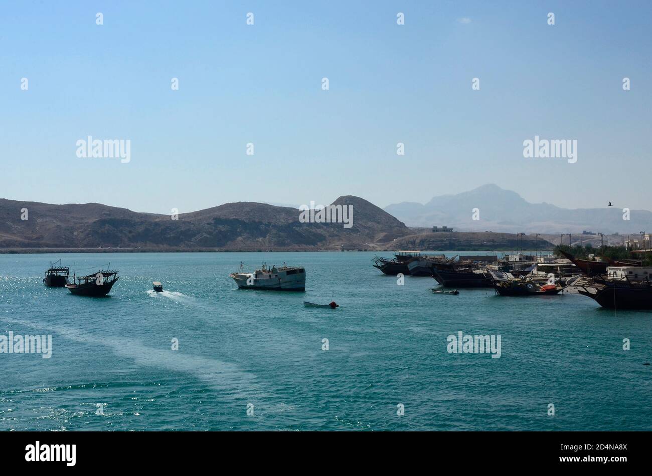 The port of Sur, Oman is one of the oldest import destination passage since the 6th century. Stock Photo