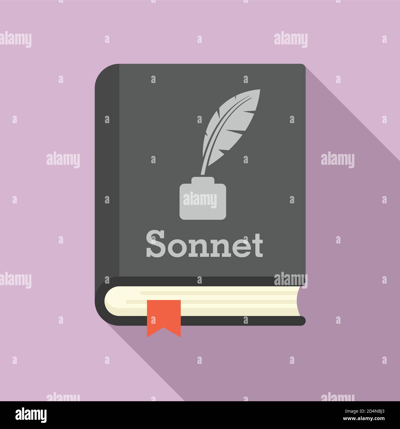 Literary sonnet book icon. Flat illustration of literary sonnet book vector icon for web design Stock Vector