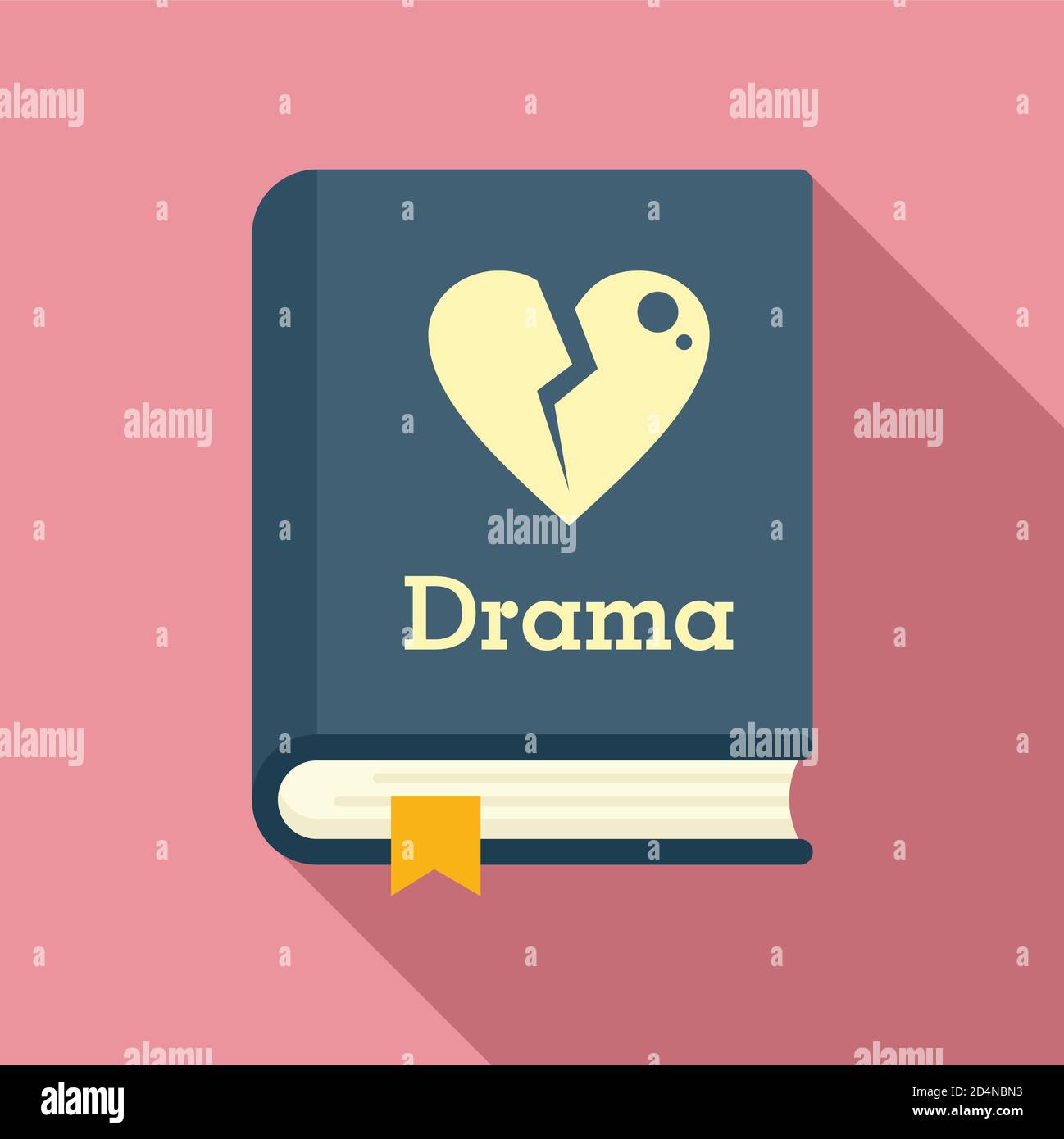 Drama literary genre book icon. Flat illustration of drama literary ...