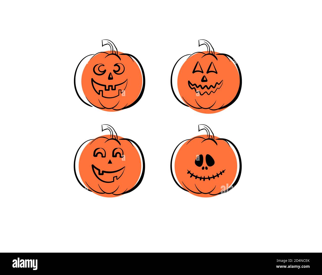 pumpkin Halloween icon character on white background in vector ...
