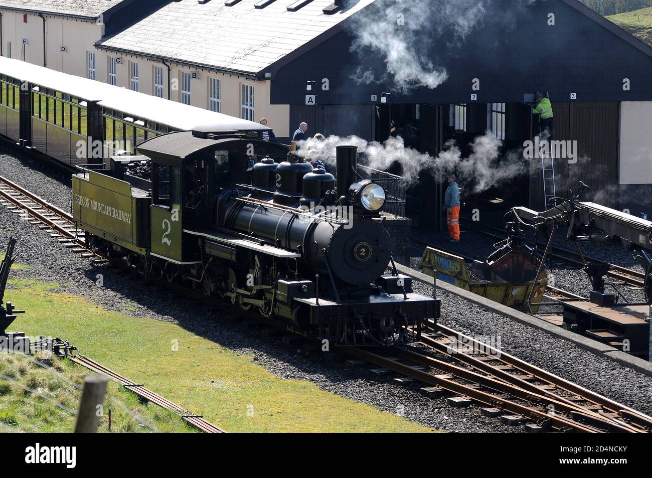 No. '2' running round its train at Pant. Stock Photo