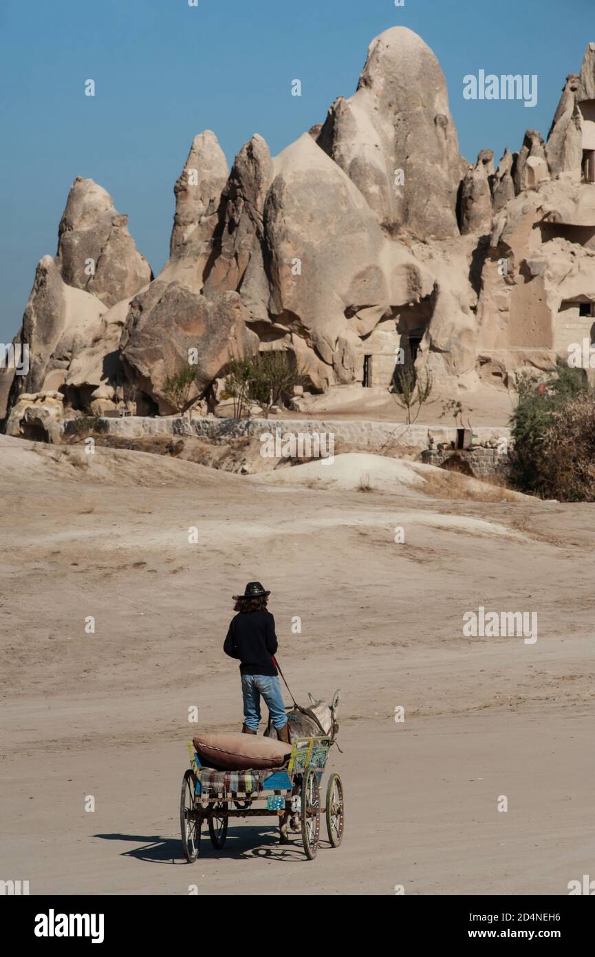 Turkey Riding Donkey Cappadocia, Turkey. November 8th 2017 Ekram Leaves his ranch riding a ...