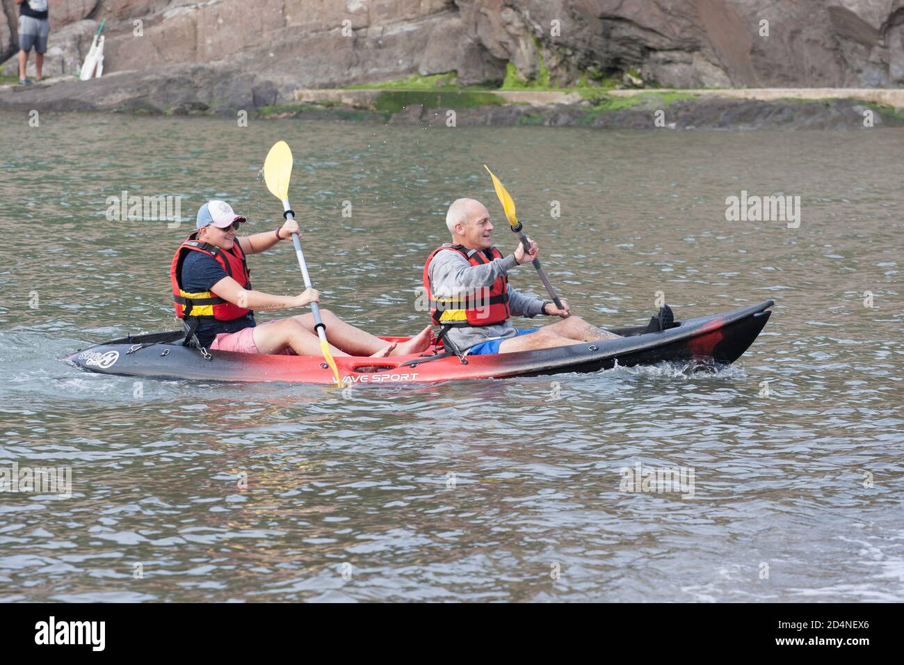 kayaking Combe Martin bay North Devon Stock Photo - Alamy