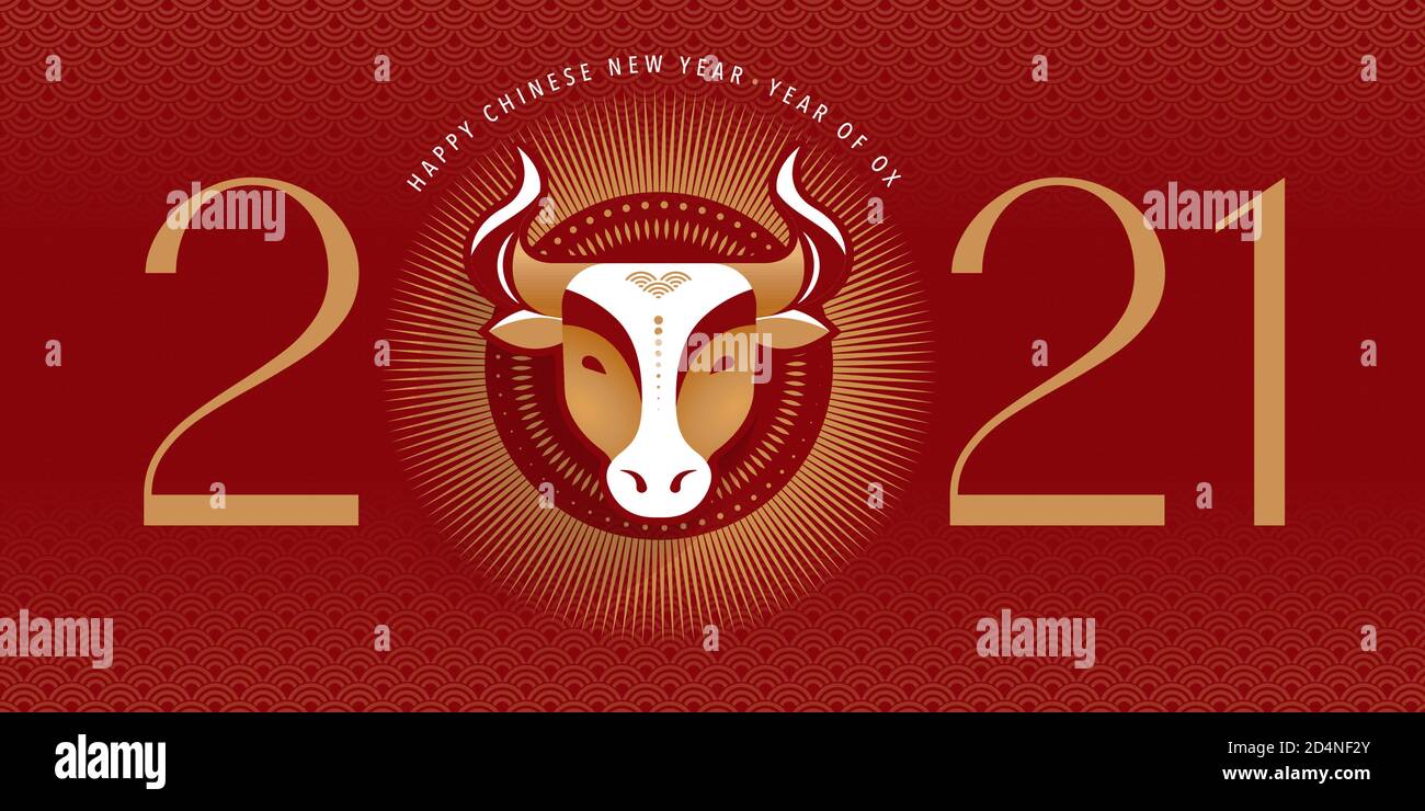 Chinese new year 2021 year of the ox, Chinese zodiac symbol. Stock Vector
