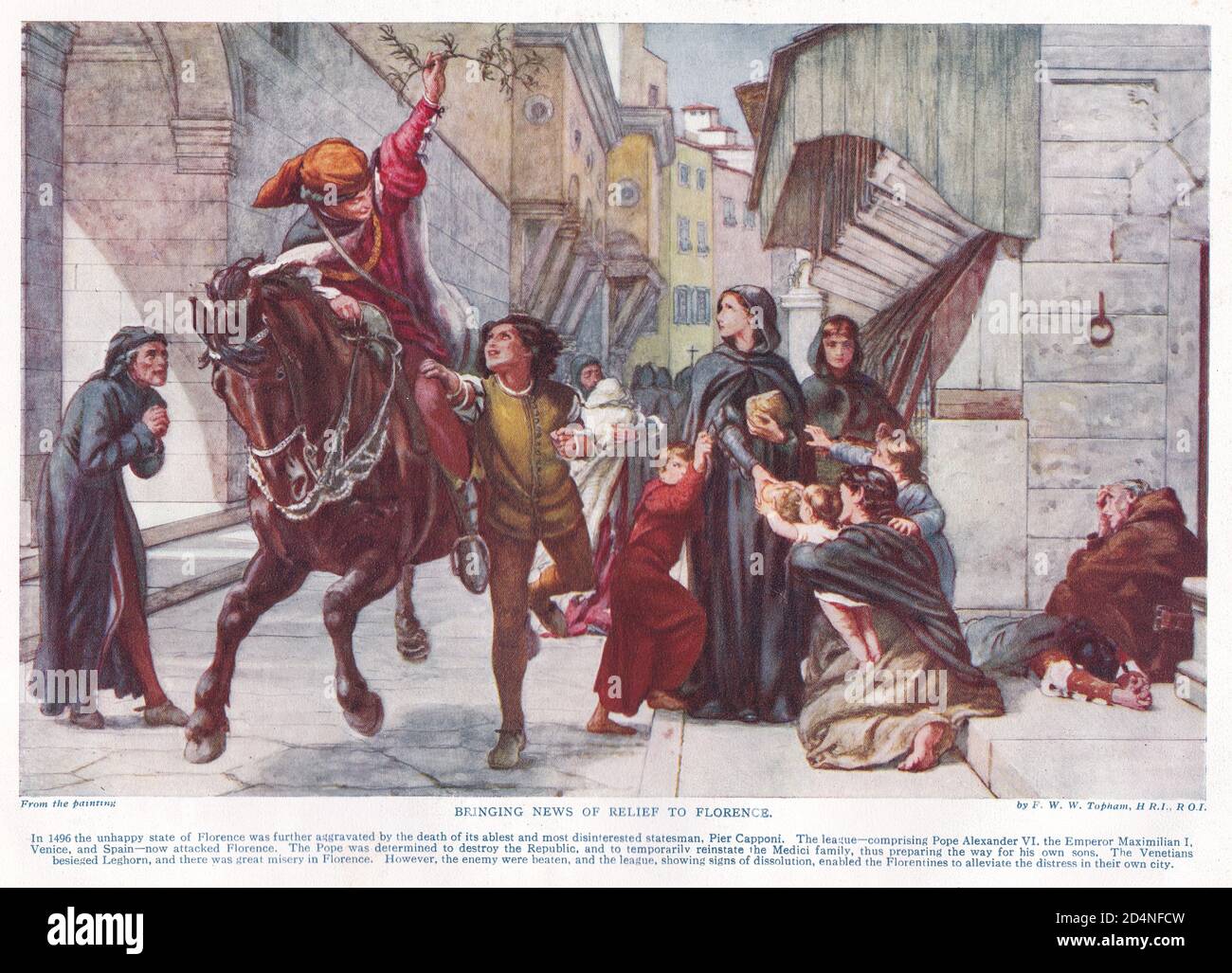 Bringing News of Relief to Florence 1496. Stock Photo