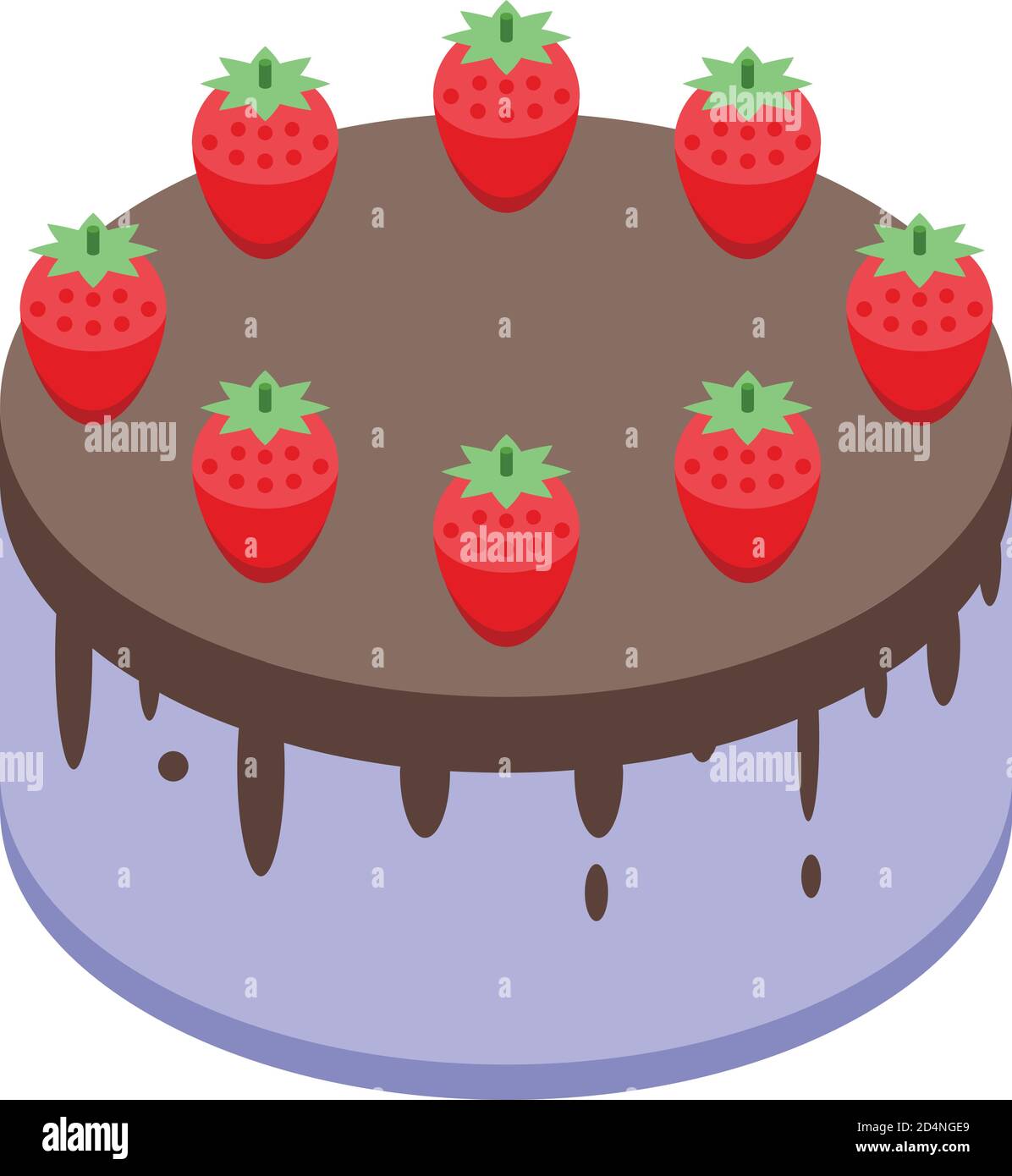 Strawberry cake icon, isometric style Stock Vector
