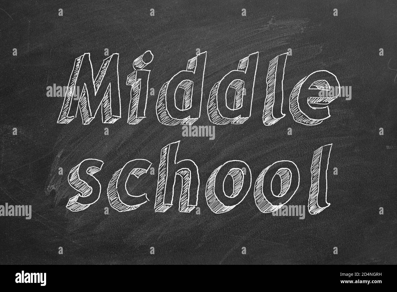 Hand drawing 'Middle school' on black chalkboard Stock Photo