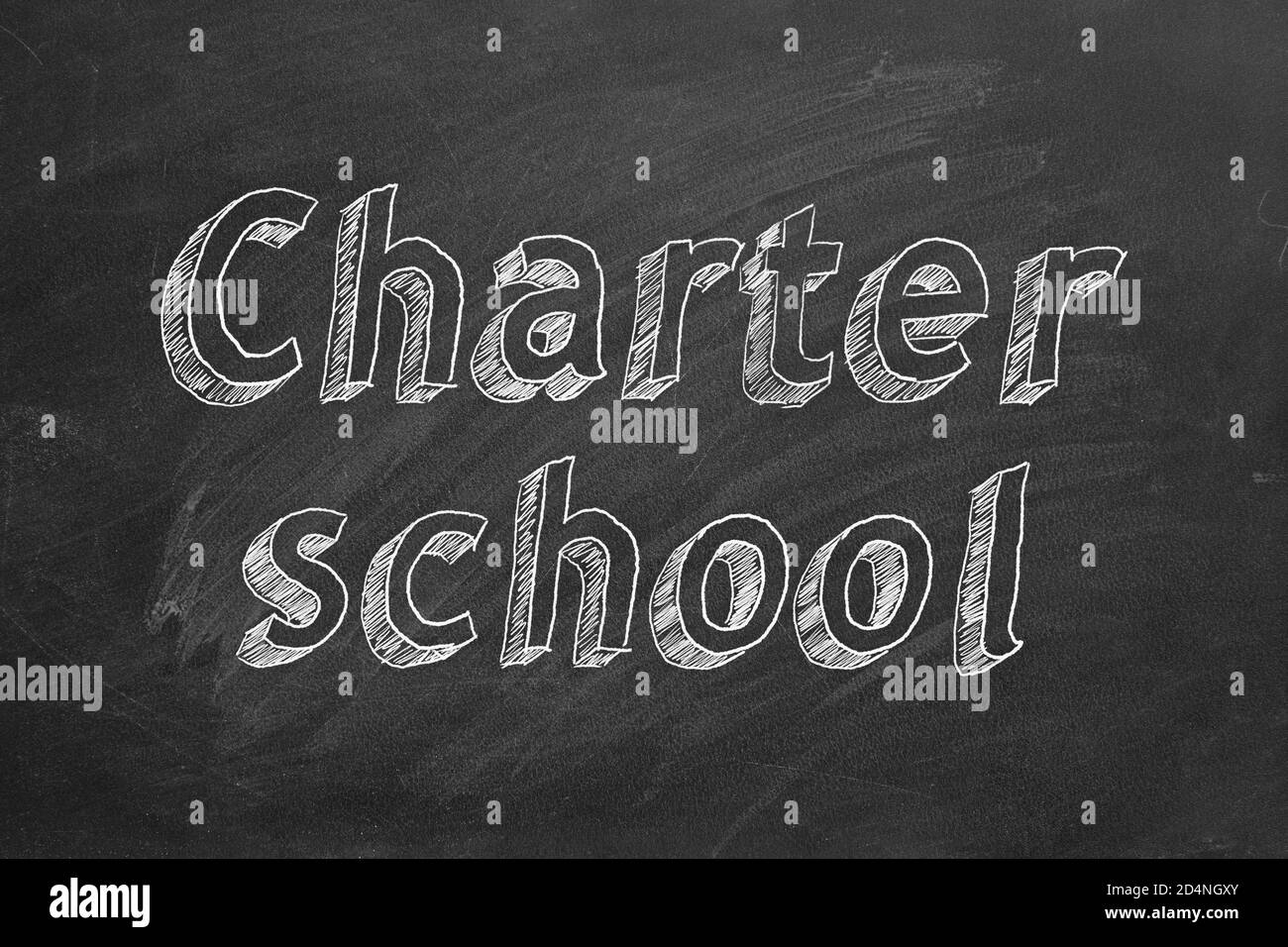 Hand drawing 'Charter school' on black chalkboard Stock Photo