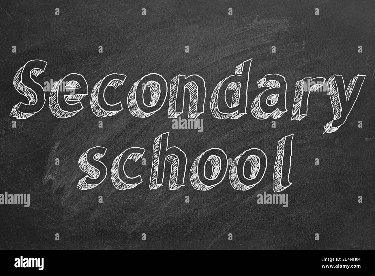 Hand drawing 'Secondary school' on black chalkboard Stock Photo