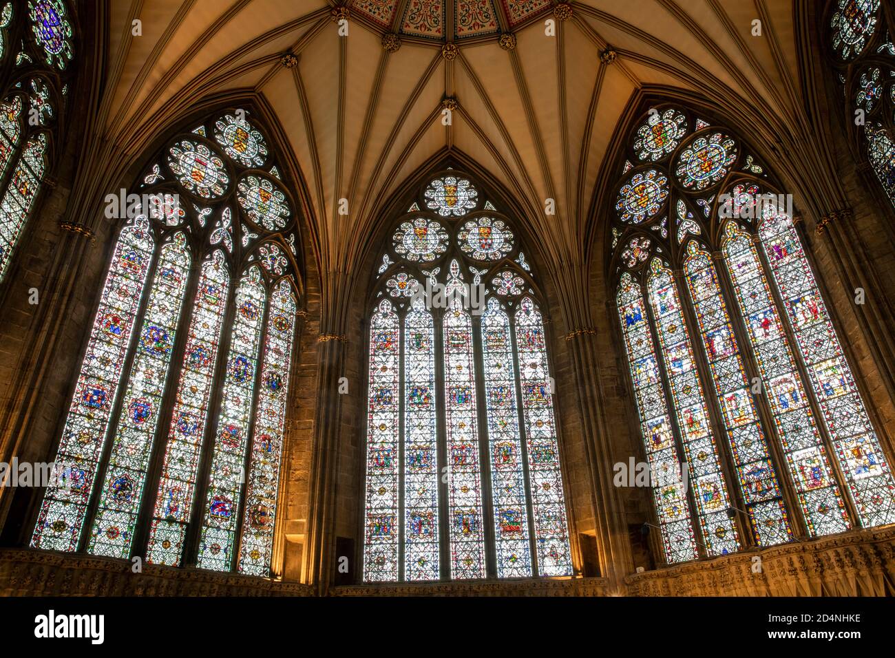 UK, England, Yorkshire, York Minster, Chapter House, windows Stock Photo