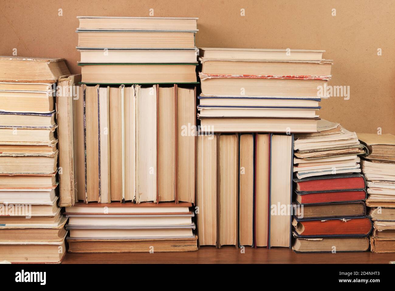 Heaps of various paper books Stock Photo