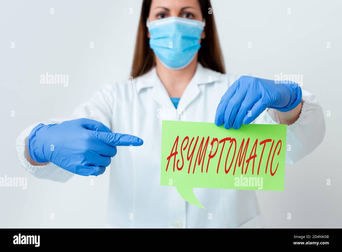 Text sign showing Asymptomatic. Business photo text a condition or an individual producing or showing no symptoms Laboratory technician featuring empt Stock Photo