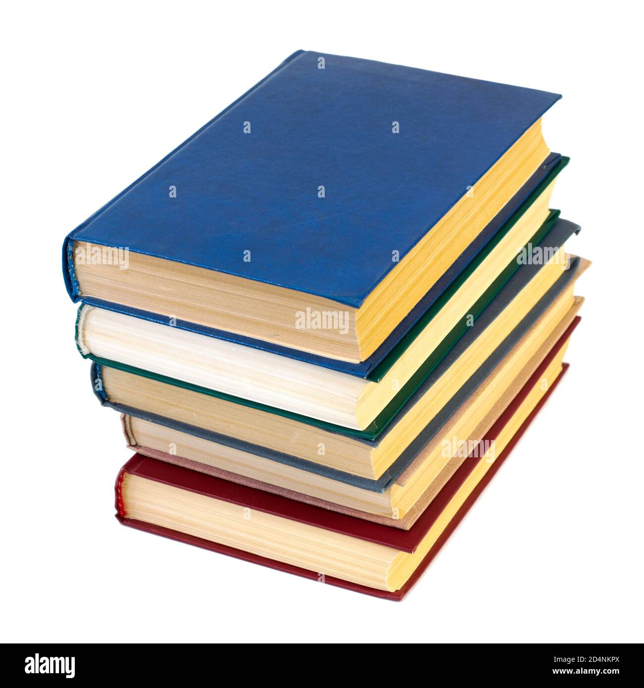 stack of five books isolated on white background Stock Photo - Alamy