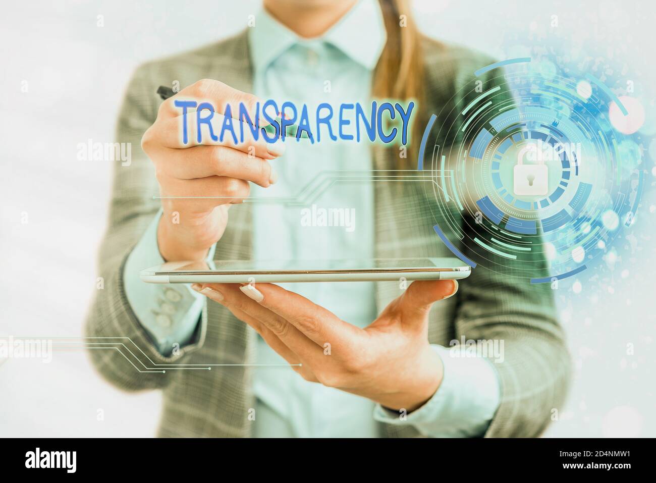 Handwriting text writing Transparency. Conceptual photo something transparent especially a picture viewed by light Graphics padlock for web data infor Stock Photo