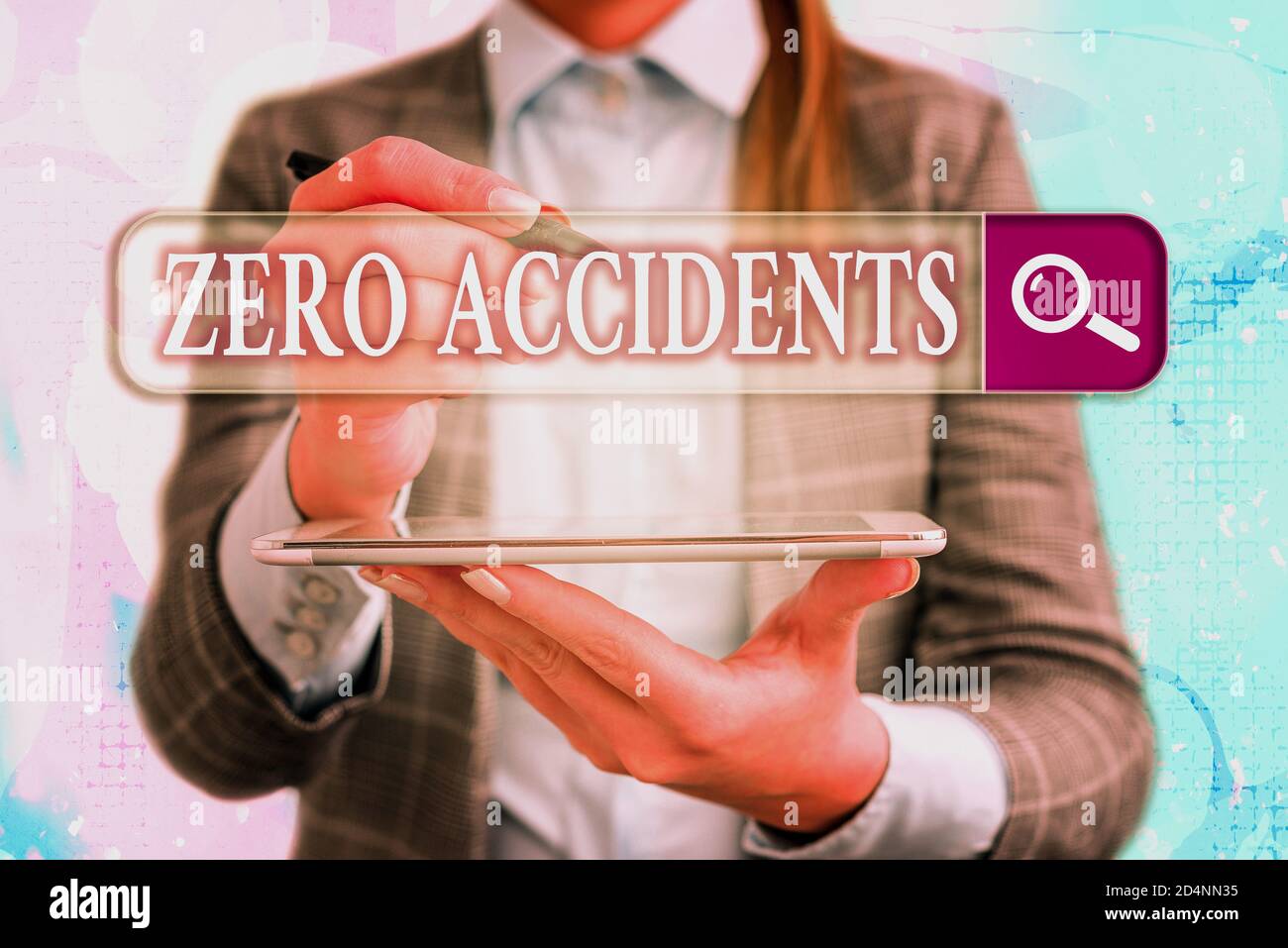 Conceptual hand writing showing Zero Accidents. Concept meaning important strategy for preventing workplace accidents Web search digital futuristic te Stock Photo